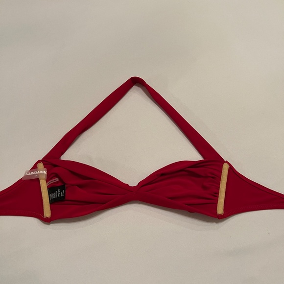 Norma Kamali Bill Ruched Bikini Swim Top Halter Red Sz M - Picture 7 of 12